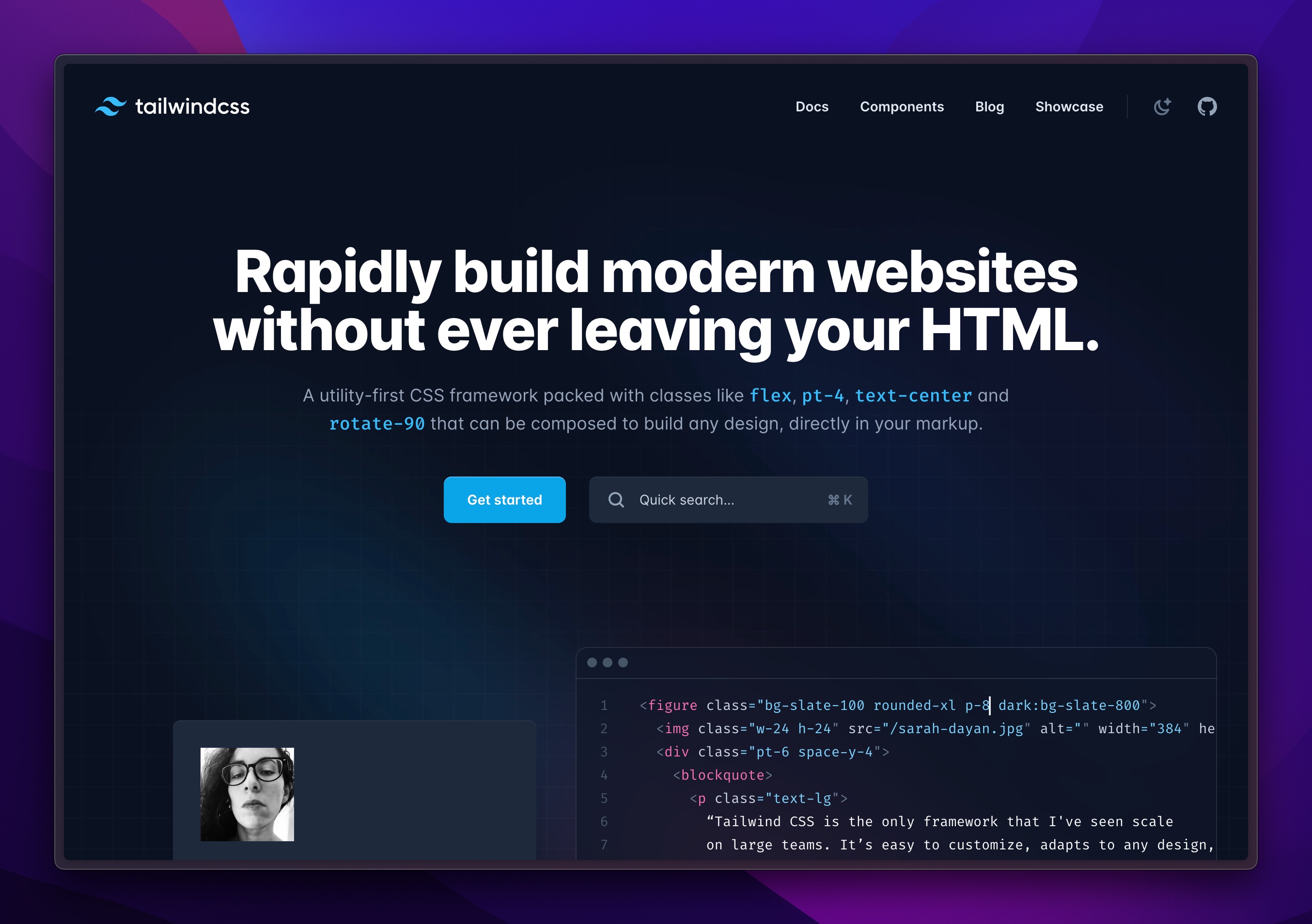A screenshot of the tailwind website